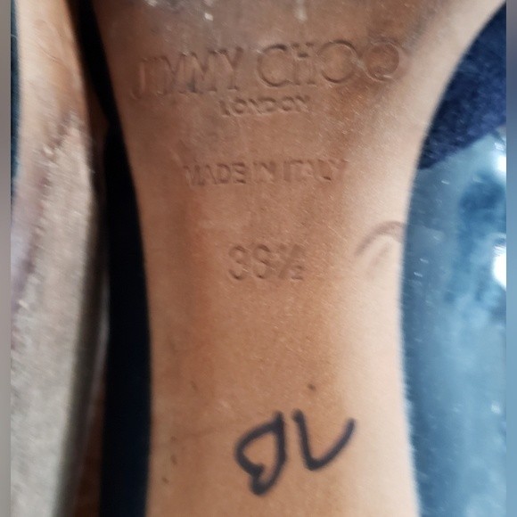 Jimmy Choo London Women's Heels Navy Suede and Patent Leather Size 36 1/2 - Picture 13 of 14